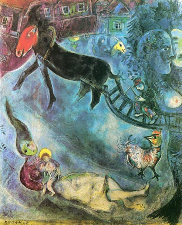 Madonna mit dem Pferdeschlitten Zeitgenossen Marc Chagall Ölgemälde